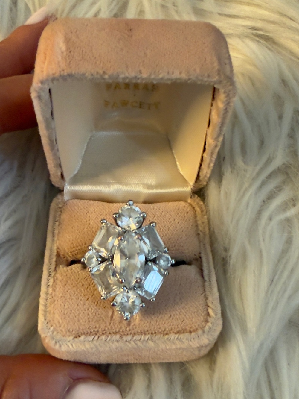 Vintage 1990s Farrah Fawcett Sterling Silver Cubic Zirconia Ring